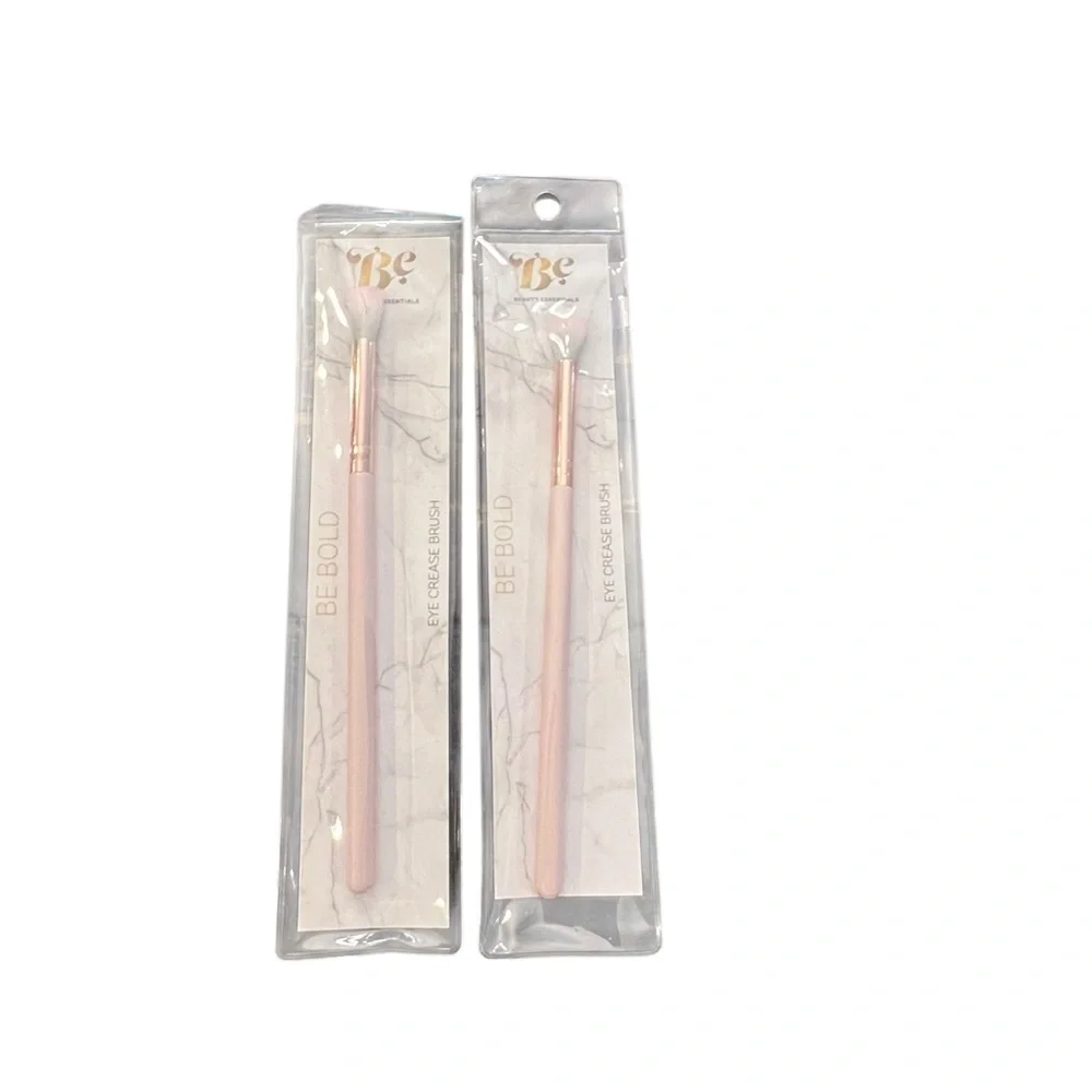 Beauty Essentials Makeup Brush 2 Pc Eye Crease Eyeshadow Pink‎ Handle NEW